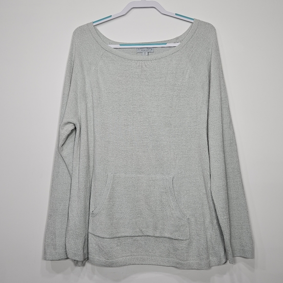 Barefoot Dreams Sweaters - Barefoot Dreams Sweater Raglan Sleeve Pullover Front Kangaroo Pocket 1X Green